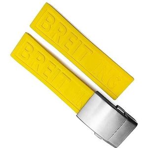 INSTR Waterdichte Rubberen Horlogeband Voor Breitling Superocean Heritage Avenger Challenger Geweven Siliconen Horlogebandje 22mm 24mm (Color : Yellow silver, Size : 22mm)