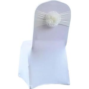 Elastisch Grenadi Lint Strik Bloem Stoel Knoop Cover Rugsjerpen for Hotel Banket Bruiloft Evenement Decoratie(Begie)