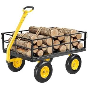 VEVOR Bolderkar, 544,31 kg, transportwagen, tuinwagen, gereedschapswagen, 2-in-1 handwagen met 13 inch all-terrain-banden, afneembare zijpanelen van netmateriaal en 180° draaibare handgreep
