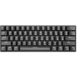 Gamingtoetsenbord, Mechanisch toetsenbord met 61 toetsen, dubbele modus, Bluetooth, USB 17, monochroom, achtergrondverlichting in zwart of wit(White,Black Switch)
