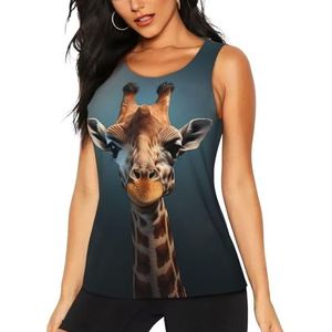 FBGHHTY Slimme Giraffe Print Stijlvolle Vrouwen Workout Tank Top Vissen Vakantie Camping Houden Comfort Flexibiliteit, Zwart, S
