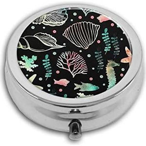 Seahorse Conch Pill Box-3 Compartiment Geneeskunde Pil Case, Draagbare Geneeskunde Tablet Vitamine Houder Organizer voor Portemonnee Pocket