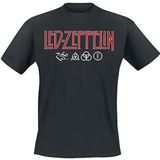 Led Zeppelin Logo & Symbols T-shirt zwart L 100% katoen Band merch, Bands