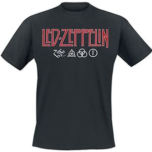 LED Zeppelin Logo & Symbols Heren T-Shirt Zwart Regular, Zwart, L