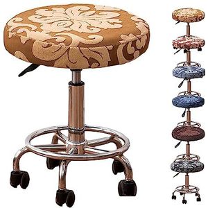 Jacquard Ronde Krukhoezenset (1/2/4/6 Stuks) - Verdikte Elastische Barstoelhoezen Voor Kapperszaken En Barkrukken(Camel 1pcs)