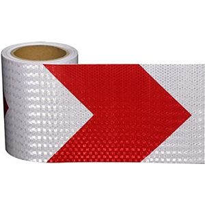 Veiligheidsreflecterende tape, 10 meter x 15 cm Pijl Zelfklevende Reflecterende Sticker met Hoge Intensiteit for Auto Vrachtwagen(Red White)