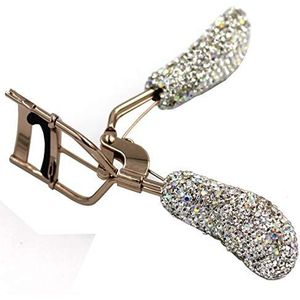 Bestbling Bling Strass Make-up Wimper Krultang met Navulling Siliconen Drukpads en Veerbelast voor Geen Knijpen of Trekken (Zilver)
