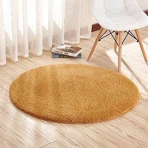 Badmat Zacht en Comfortabel Berber Fleece Ronde Badmatten Computer Stoel Kussen Slaapkamer Woonkamer Nachtkastje Tapijt 140cm Diameter Kaki