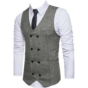 Hgvcfcv Heren Vest Slim Fit Pak Vest Casual Patroon Vest Voor Bruiloft, Gray9, 4XL