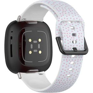 Zachte sportband compatibel met Fitbit Sense/Sense 2 / Versa 4 / Versa 3 (Pastelblauw op roze) siliconen armbandaccessoire