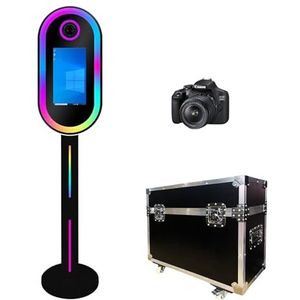 WideMeet Spiegel fotocabine met 15,6 inch LCD-touchscreen draagbare magische spiegel shell standaard selfie fotocabine voor bruiloft feest evenement verhuur (zwarte machine+camera)