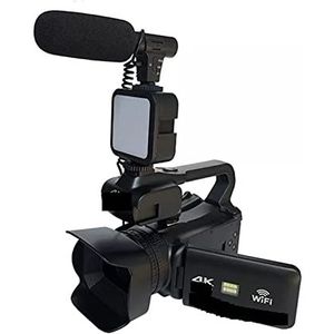 Videocamera Vlogcamera Recorder 64MP Live Streaming Camera 4K Digitale Camcorder 18X Webcam Draaien Touchscreen Video Vlog Recorder 18X Zoom(128GB SD Card,With Light MIC)