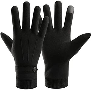 Paardrijhandschoenen Fietshandschoenen Warme Handschoenen For Heren In De Herfst En Winter Plus Fluwelen Dik Touchscreen Fietsen Hardloophandschoenen Sporthandschoenen (Color : Svart, Size : One Siz