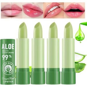 Baorder Set van 4 lippenbalsem met aloë vera, langdurige vochtinbrengende lippenbalsem, temperatuurverandering, voedingswaardige aloë vera lippenbalsem