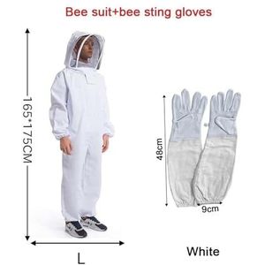 Bijenpak, Full Body Bijenteeltkleding Professionele Imkers Kledingbescherming Bijenteeltpak Safty Sluier Unisex Kinderen Beschermend(L with gloves)