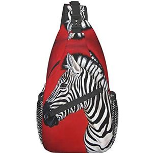 PSVOD Zebra rode crossbody tassen, heren schoudertassen, borst schouder rugzakken, heuptassen, vrije tijd cross body tassen, reizen sport, Zwart, One Size, Crossbody