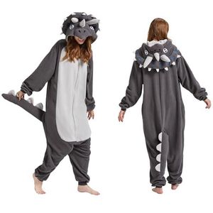 MAISUIZI Animal Triceratops Onesie Pyjama's Volwassenen Unisex Cosplay Halloween Kerstmis Nieuwigheid Nachtkleding Carnavalskostuum