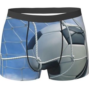 ZJYAGZX Voetbal Print Heren Boxer Slips Trunks Ondergoed Vochtafvoerend Heren Ondergoed Ademend, Zwart, S