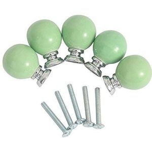 Keramische Knoppen Vintage Kastknoppen, Rode kastgrepen, set van 5 ladeknoppen keuken ronde snoepvorm handgrepen trek lade knoppen keramische kastdeur trekknoppen(Color:Green)