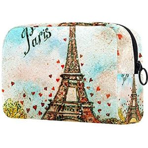 Kleine make-uptas voor dames, make-uptas, cosmetische reistas,Parijs Eiffeltoren in de herfst Afdrukken