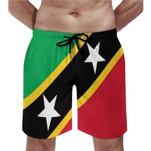 Nevis Vlag Mens Beach Shorts Sneldrogende Board Shorts Mesh Voering Strandbroek Gym Zwembroek 3XL