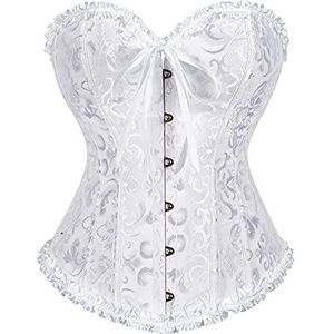SZIVYSHI Korset voor dames, top, gothic, vintage, bustier, korset, wit, S