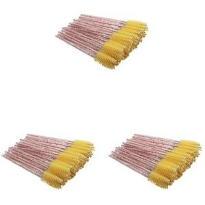3 set van 50 stuks wimperborstel make-up gereedschap Valentijnsdag zoete wenkbrauw pincet gemakkelijk grip wimpers clip wenkbrauwborstels roze staaf/geel