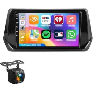 Android 14.0 2 Din Autoradio 9"" Touchscreen Auto Stereo voor Peugeot 2008 2020 met Draadloze Carplay Android Auto GPS navigatie AHD Omgekeerd beeld Stuurwielbediening(S-6(8G+128G))