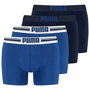 PUMA Heren boxershorts onderbroeken Placed Logo Boxer 651003001 4-pack, blauw, S