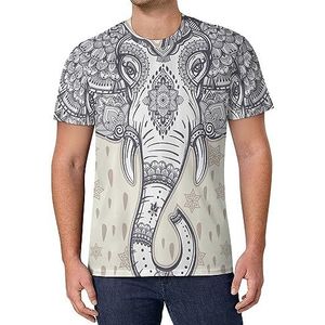 Bohemian Elephant Paisley Vintage T-shirt met korte mouwen voor heren, casual ronde hals, modieus, zomertops