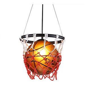 Kinderkamer Hanglamp Dimbaar Creatief Basketbal opknoping lamp Eetkamer Hanglichten Indoor E27 Moderne Decoratie Plafond Kroonluchter Glazen Lampenkap, Voor Woonkamer Jongens Meisjes Slaapkamer