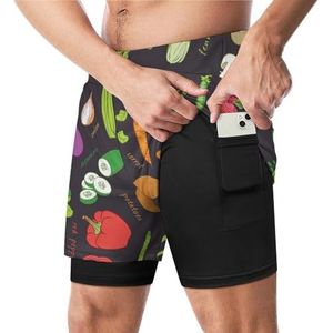 Groenten Patroon Grappige Zwembroek met Compressie Liner & Pocket Voor Mannen Board Zwemmen Sport Shorts