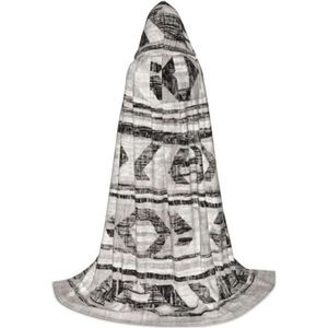 YQxwJL Grijze Tribal Print Unisex Hooded Mantel, Heks Tovenaar Cape Mantel, Voor Halloween Cosplay, Feestkostuum