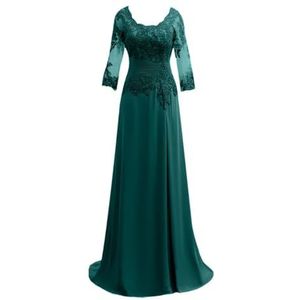 Dames chiffon moeder van de bruid jurk voor bruiloft ruches galajurken cocktailjurk plus size, Turkoois, 36