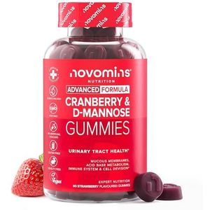Cranberry met D Mannose Gummis - 600 mg Cranberry Extract met 400 mg D Mannose - Alternatief voor Cranberry Capsules & Sap - Veganistische - D-mannosepoeder & Veenbes - 60 Gummies - Novomins