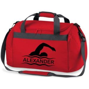 minimutz Sporttas voor kinderen, personaliseerbaar met naam, zwemtas, duffle bag voor meisjes en jongens, rood, ca. 54 x 28 x 26 cm