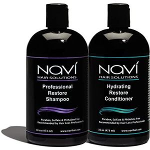 Navi Professionele haargroei shampoo en conditionerset, DHT Blocker voor dunner haar en haarverlies, sulfaatvrij en veilig voor kleurbehandeld haar, haargroei voor mannen en vrouwen, 2 x 40 ml