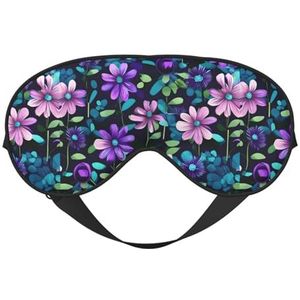 Paarse camellia unisex elastische verstelbare gesp ontwerp verduisterende slaap oogmasker voor thuis reizen yoga kantoor dutje