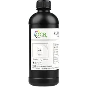 hJNGdU 500 ml universele LED-inkt compatibel met compatibele L1800 L805 1390 XP600 I3200 I1600 5113 DX5 DX7 DX10 printkoppen compatibel met flatbed inkjetprinters (zachte lak (glans)