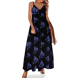 Gorilla Maxi-jurk voor dames, V-hals, casual, mouwloos, verstelbare riem, sexy lange jurk