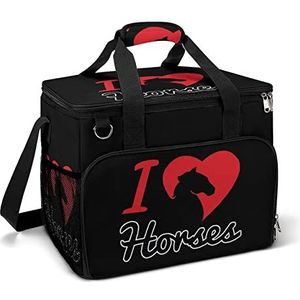 I Love Horse Grappige koeltas, opvouwbare draagbare geïsoleerde zakken, lunchtas met meerdere zakken voor strand, picknick, camping, werk