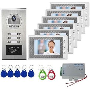 7 Inch HD Kleurenvideo Deurtelefoon Deurbel Intercomsysteem + RFID Toegangscontrole Camera For Multi- / Familie Appartement Tweeweg Audio(530-V70C-6)