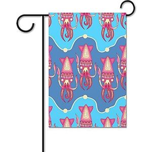 Leuke Inktvis Grappige Tuin Vlaggen Voor Buiten Dubbelzijdig 12x18 Inch Decoratieve Huis Yard Vlag Gedrukt Gift Welkom