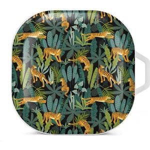 Tiger In Forest Oordopjes Hoesje Compatibel met Samsung Hard Shell Beschermhoes Wit-Stijl