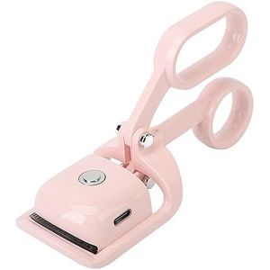 Siliconen verwarmde wimperkruller, draagbare verwarmde wimperkruller type C opladen blijvend voor schoonheidssalon (roze)
