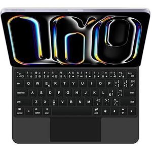 GUPENAA Toetsenbordhoes voor iPad Pro 13'' (M4) 2024, Magische Zwevende Cantileverstandaard, 7 Kleuren Achtergrondverlichting, Ingebouwd trackpad,zwart,Spanish