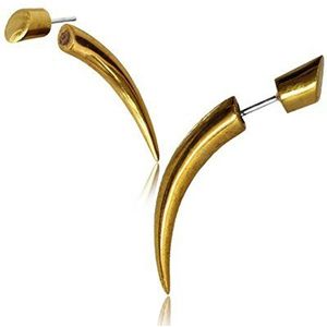 Fake Spike Piercing gebogen 60 mm Brass goud messing sterling zilver pin
