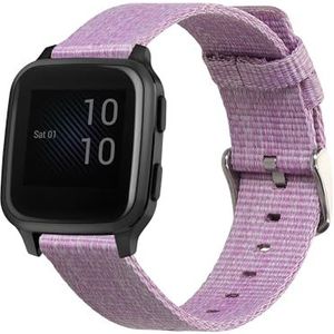 kwmobile Horlogebandje compatibel met Garmin Venu Sq Music/Venu Sq 20mm - Band voor smartwatch - Metaal en canvas - lavendel