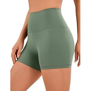 CRZ YOGA Naakt Gevoel Bikershort Voor Dames - 4 Inch Hoog Getailleerde Yogatraining Gym Running Spandex Shorts Levendig groen L