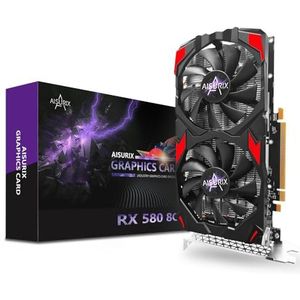 Kelinx AISURIX RX 580 grafische kaart, 2048SP, echte 8 GB, GDDR5, 256 bits, pc-gamingvideokaart, 2XDP, HDMI, PCI Express 3.0 met Freeze Fan Stop voor desktopcomputer, gaming Gpu